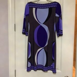 3/4 Sleeve Dress Purple, plum, white dress